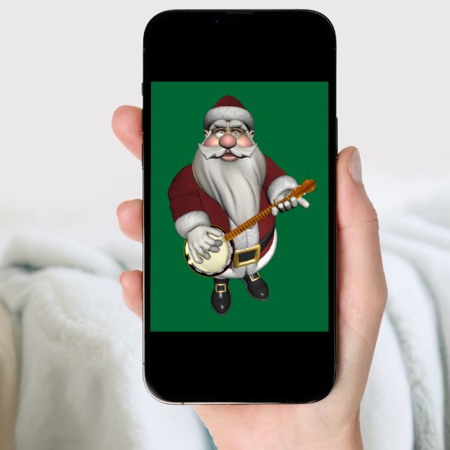 Santa Claus Loves His Banjo Holiday Card (Front Digital)