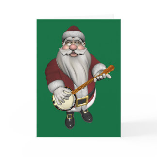 Santa Claus Loves His Banjo Holiday Card