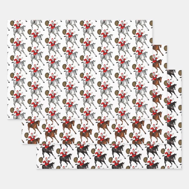 Santa Claus Loves Horses Wrapping Paper Sheets (Set)
