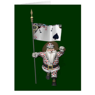 Santa Claus Loves Playing  Poker Cards