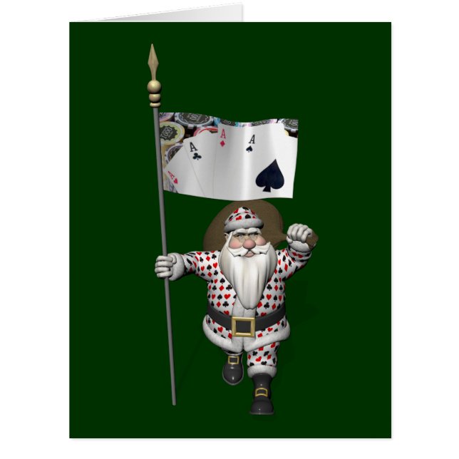Santa Claus Loves Playing  Poker Cards (Front)