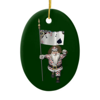 Santa Claus Loves Playing  Poker Ceramic Ornament