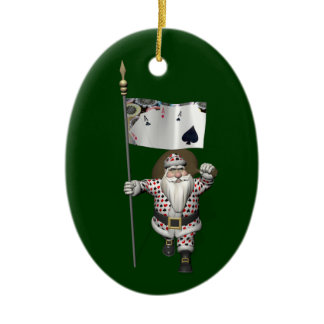 Santa Claus Loves Playing  Poker Ceramic Ornament