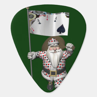 Santa Claus Loves Playing  Poker Guitar Pick