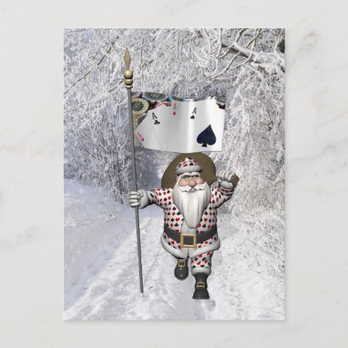 Santa Claus Loves Playing  Poker Holiday Postcard