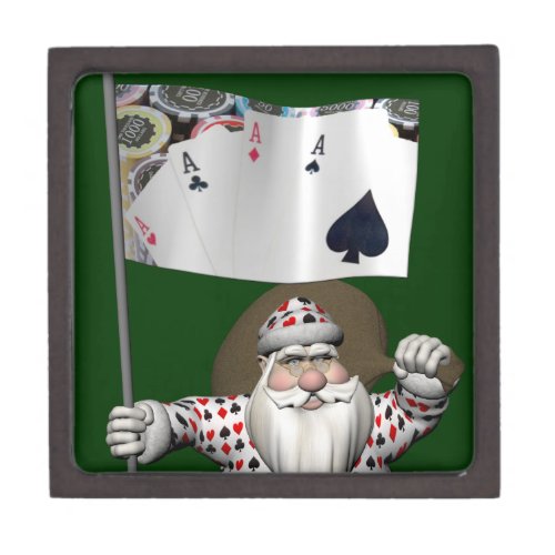 Santa Claus Loves Playing  Poker Keepsake Box