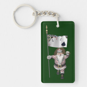 Santa Claus Loves Playing  Poker Keychain