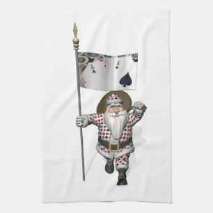 Santa Claus Loves Playing  Poker Kitchen Towel