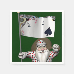 Santa Claus Loves Playing Poker Napkins