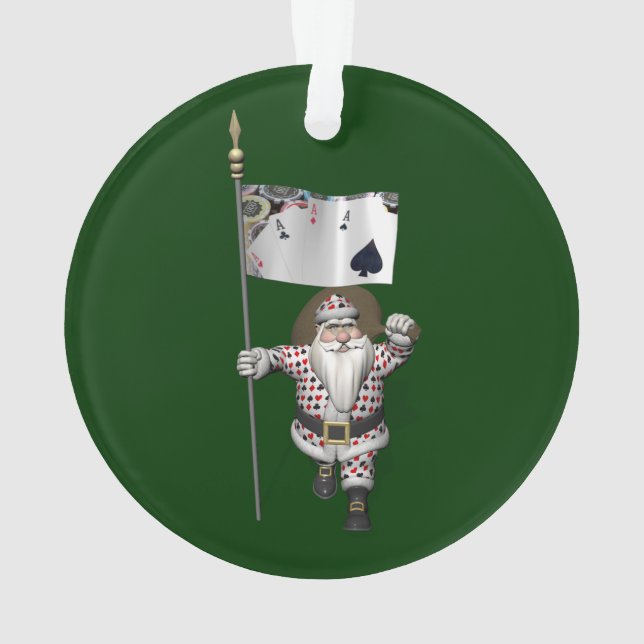 Santa Claus Loves Playing  Poker Ornament (Back)