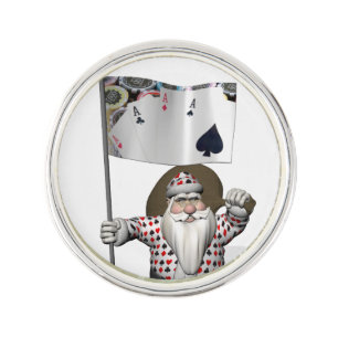 Santa Claus Loves Playing Poker Pin