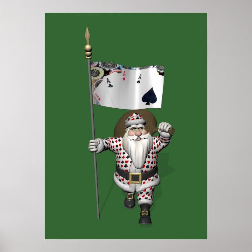 Santa Claus Loves Playing  Poker Poster