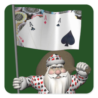 Santa Claus Loves Playing  Poker Sticker