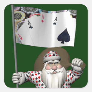 Santa Claus Loves Playing  Poker Sticker