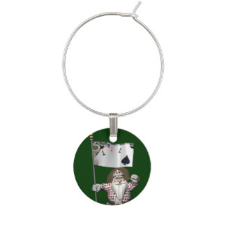 Santa Claus Loves Playing  Poker Wine Charm