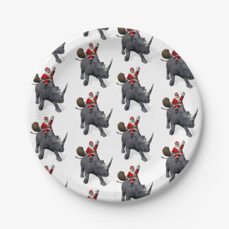 Santa Claus Loves Rhinos Paper Plates