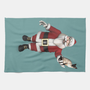 Santa Claus Loves Siamese Cats Kitchen Towel