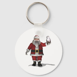 Santa Claus Loves Snowy Owl Keychain