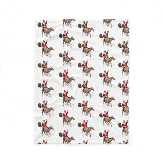 Santa Claus Loves To Ride A Camel Fleece Blanket