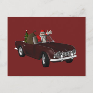 Santa Claus Loves Triumph TR4 Holiday Postcard