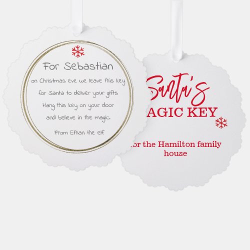 Santa Claus Magic Key Tag add your own key Ornament Card