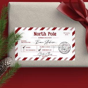 Santa Claus Mail North Pole Christmas Label