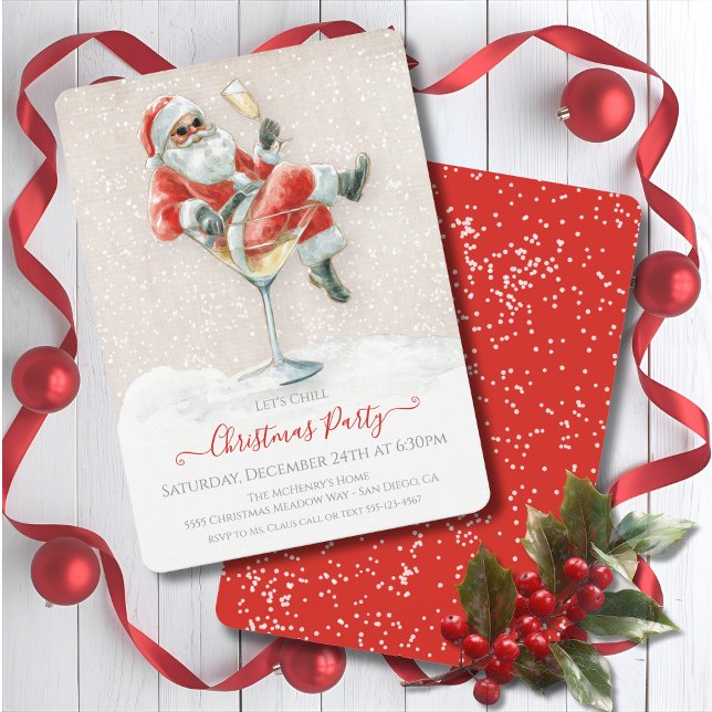 Santa Claus Martini Cocktail Christmas Party Invitation (Creator Uploaded)