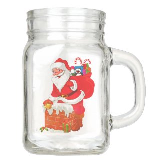 Santa Mason Jars - Christmas painted Mason jars