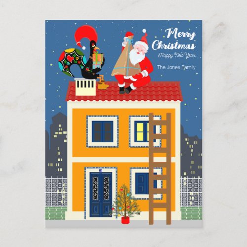 Santa Claus meets the Portuguese Rooster Postcard
