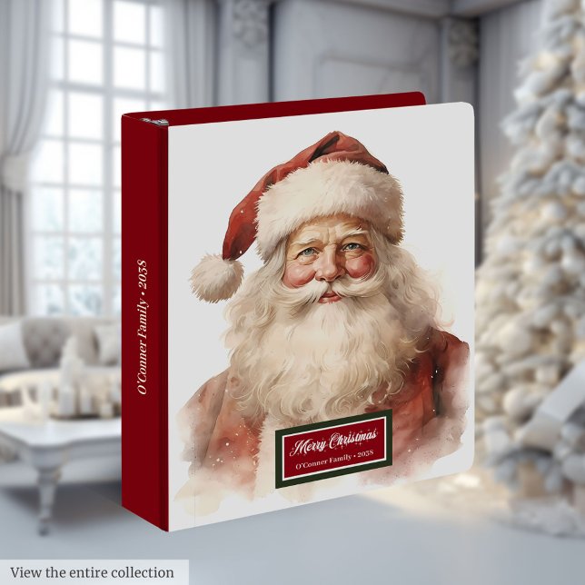 Santa Claus Memory Album Modern Monogram Keepsake 3 Ring Binder (Santa Claus Memory Album Modern Monogram Keepsake)