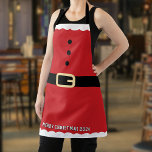 Santa Claus Merry Christmas Apron<br><div class="desc">Red and white Santa Claus suit Merry Christmas apron. Great holiday party favor.</div>