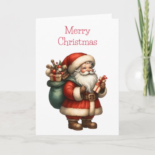 Santa Claus Merry Christmas Blank Holiday Greeting Card