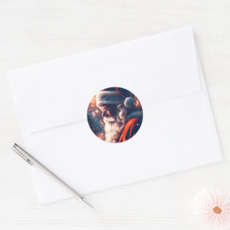 Santa Claus Merry Christmas Classic Round Sticker