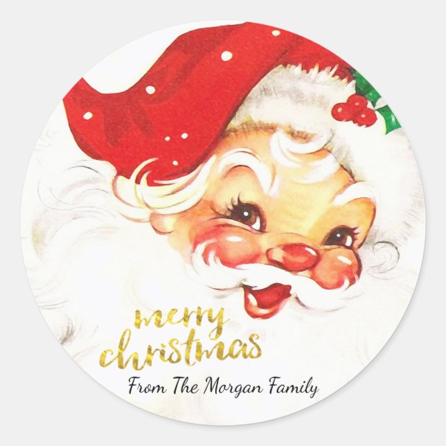 Santa Claus Merry Christmas  Classic Round Sticker (Front)