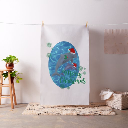 santa claus merry christmas dolphins fabric