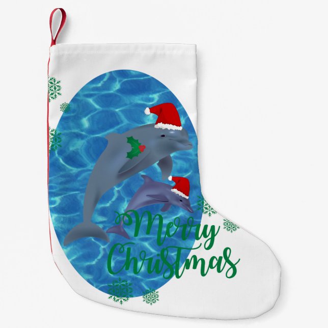 santa claus merry christmas dolphins stocking (Front)
