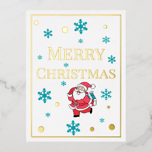 Santa Claus Merry Christmas Foil Holiday Postcard