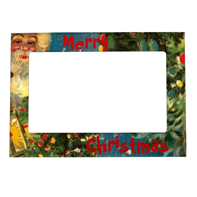 Santa Claus Merry Christmas Fridge Magnet Frame (Front)