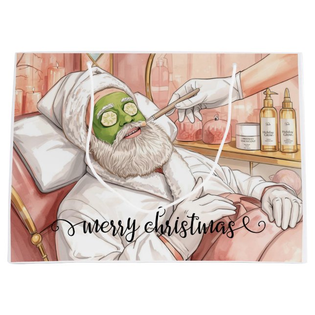 Santa Claus Merry Christmas from Spa in California Large Gift Bag (Front)