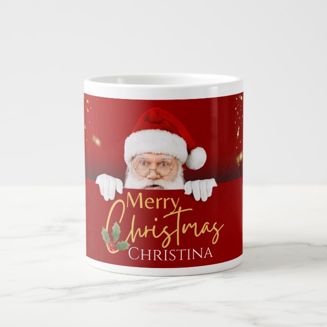 Santa Claus Merry Christmas Giant Coffee Mug (Front)