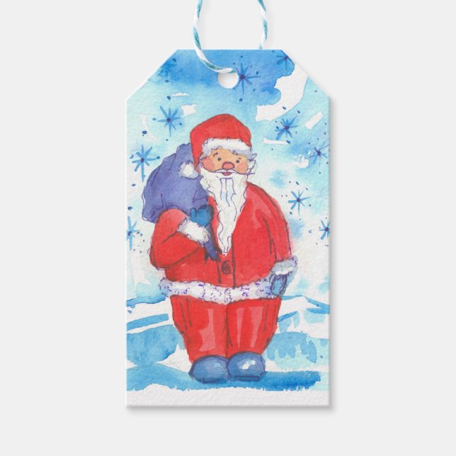 Santa Claus Merry Christmas Gift Tags (Front)