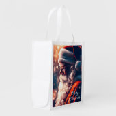 Santa Claus Merry Christmas Grocery Bag (Front Side)