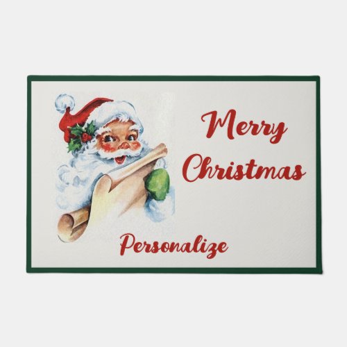 Santa Claus Merry Christmas Holiday Personalize Doormat
