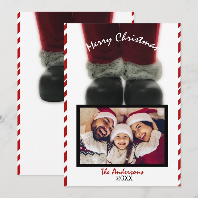 Santa Claus Merry Christmas Holiday Photo Card (Front/Back)