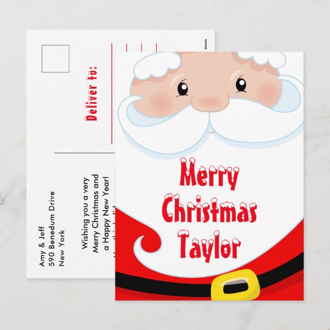 Santa Claus Merry Christmas Holiday Postcard (Front/Back)