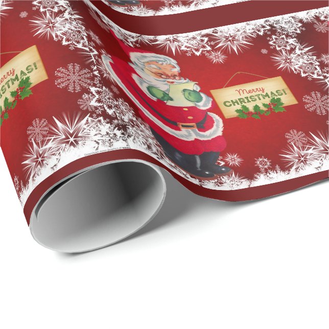 Santa Claus Merry Christmas Holiday Wrapping Paper (Roll Corner)