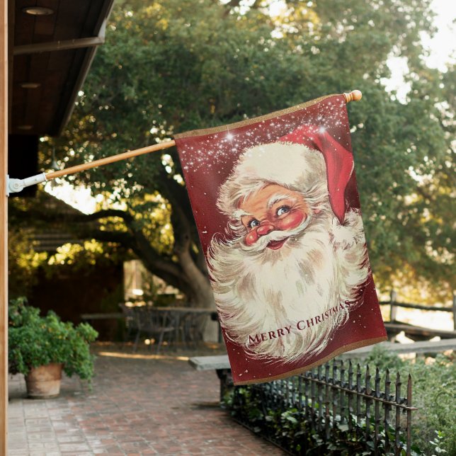 Santa Claus Merry Christmas  House Flag (In SItu)