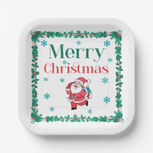 Santa Claus Merry Christmas Paper Plates