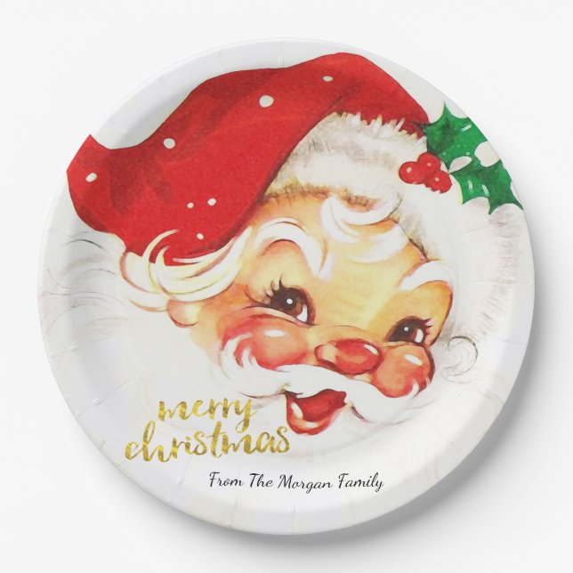 Santa Claus Merry Christmas   Paper Plates (Front)