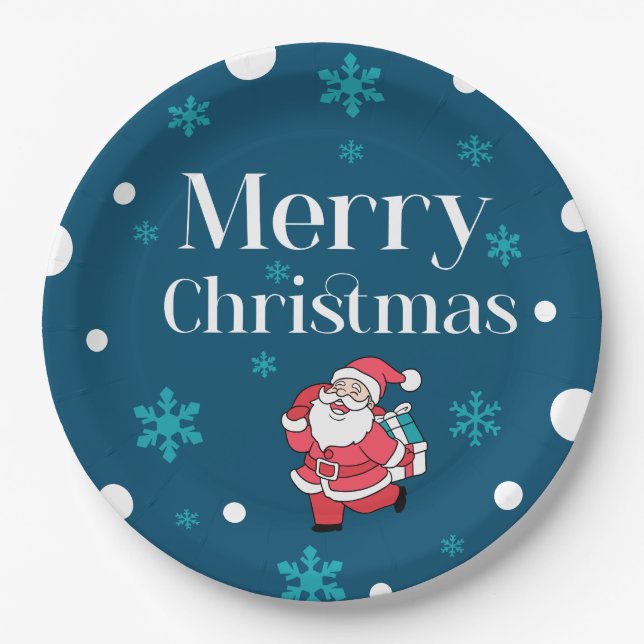 Santa Claus Merry Christmas Paper Plates (Front)
